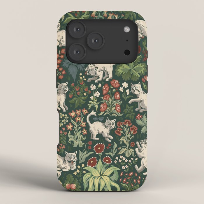 Ugly Medieval Cats Millefleur iPhone Case  Society6
