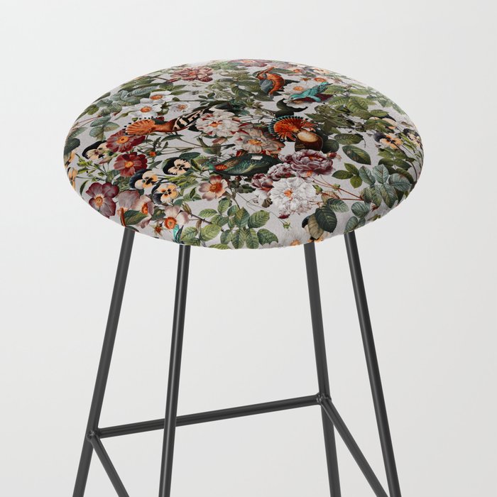 Floral Symphony with Birds Stool Gallery Image 2