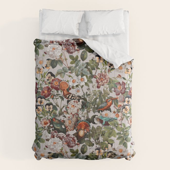 Floral Symphony with Birds Comforter Gallery Image 1
