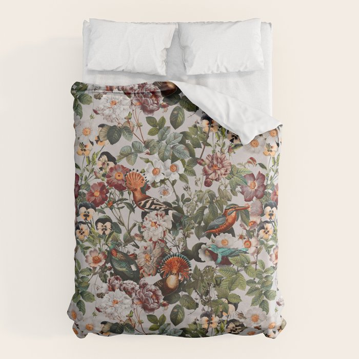 Floral Symphony with Birds Duvet Cover Gallery Image 1