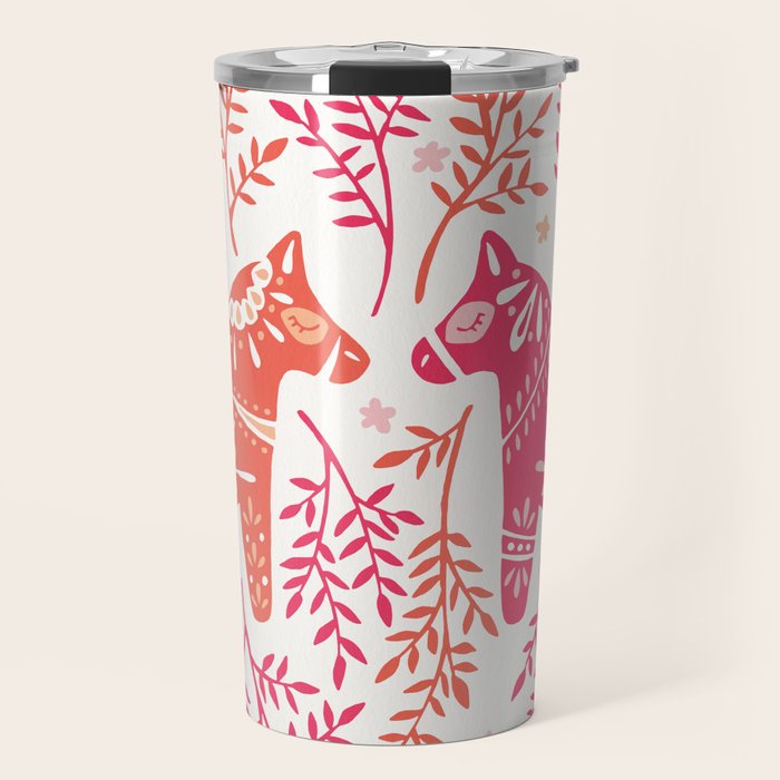 Swedish Dala Horses - Melon Palette Travel Mug Gallery Image 1