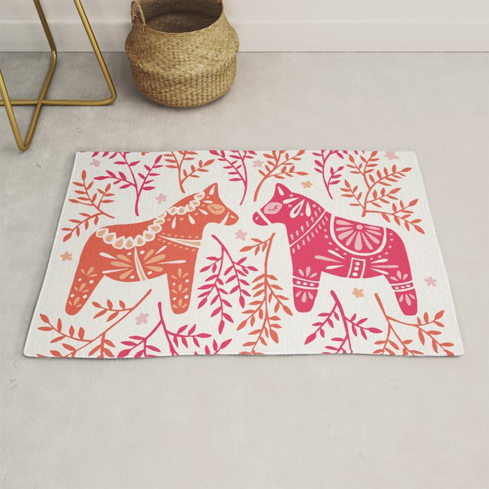 Swedish Dala Horses - Melon Palette Rug Gallery Image 1