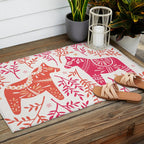 Swedish Dala Horses - Melon Palette Outdoor Rug Gallery Image 2