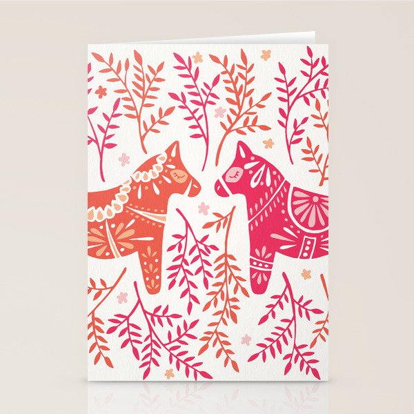 Swedish Dala Horses - Melon Palette Stationery Card Gallery Image 1