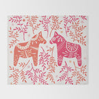 Swedish Dala Horses - Melon Palette Throw Blanket Gallery Image 2