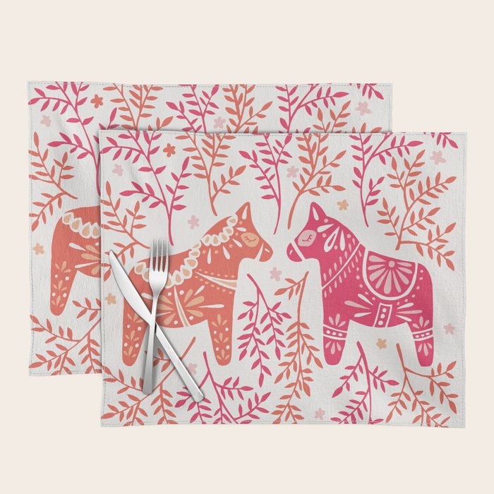 Swedish Dala Horses - Melon Palette Placemat Gallery Image 1