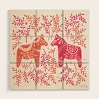 Swedish Dala Horses - Melon Palette Wood Wall Art Gallery Image 1