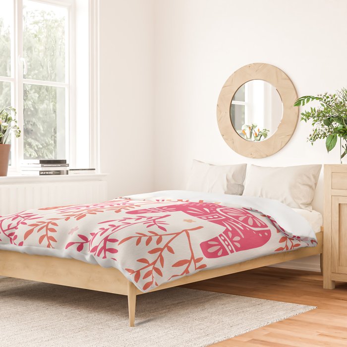 Swedish Dala Horses - Melon Palette Duvet Cover Gallery Image 2