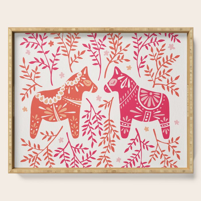 Swedish Dala Horses - Melon Palette Serving Tray Gallery Image 1