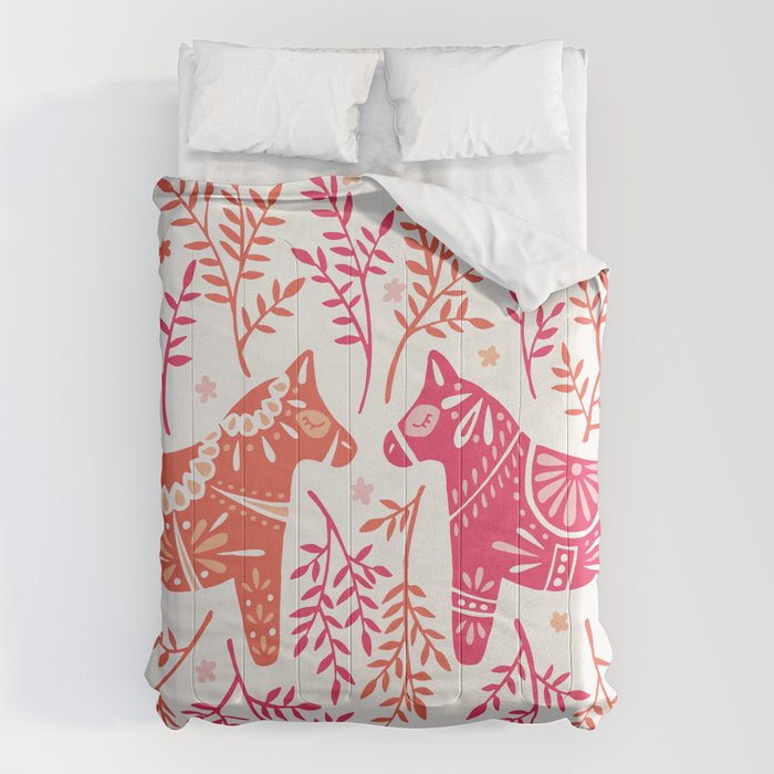 Swedish Dala Horses - Melon Palette Comforter Gallery Image 6