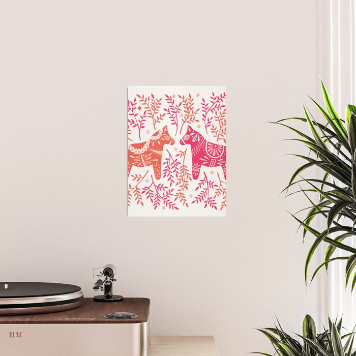 Swedish Dala Horses - Melon Palette Poster Gallery Image 2