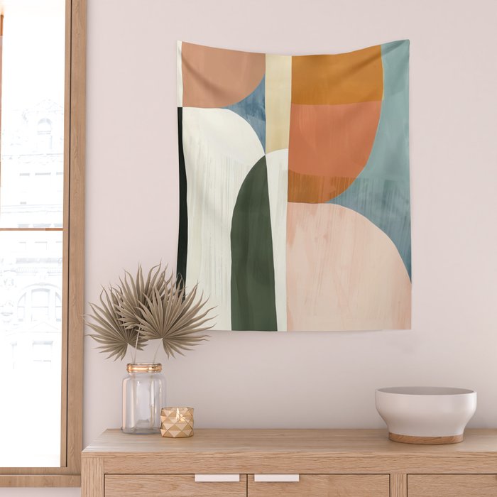 Soft Modern Abstract Shapes III Wall Tapestry Gallery Image 2