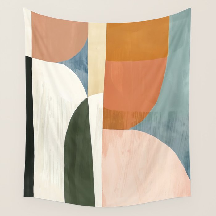Soft Modern Abstract Shapes III Wall Tapestry Gallery Image 1