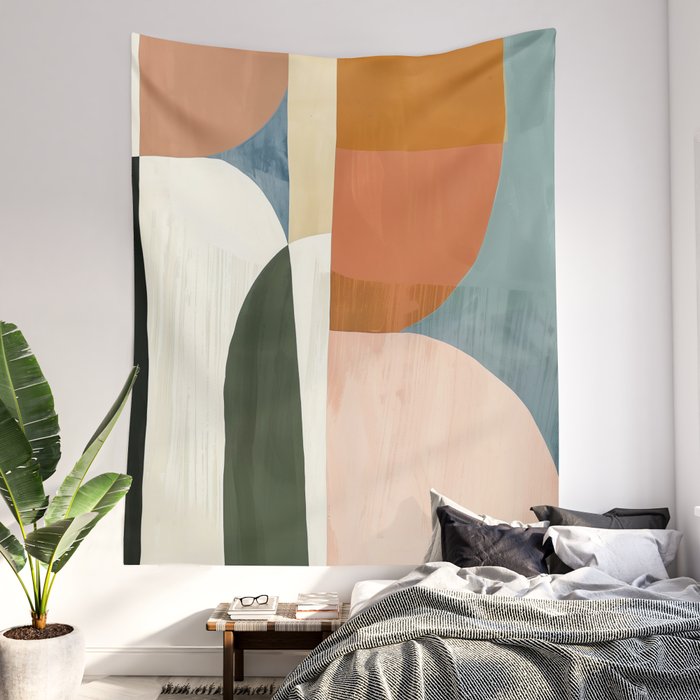 Soft Modern Abstract Shapes III Wall Tapestry Gallery Image 2