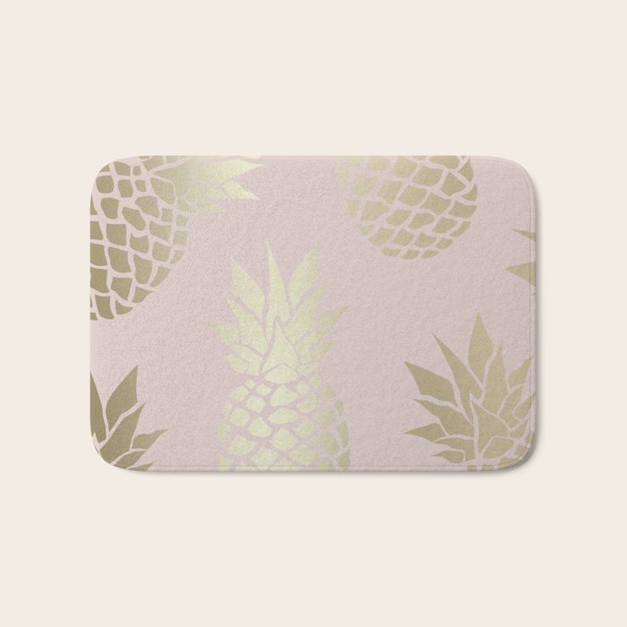 Glam, Pineapple Art, Pink Aesthetic with Gold Bath Mat Gallery Image 1