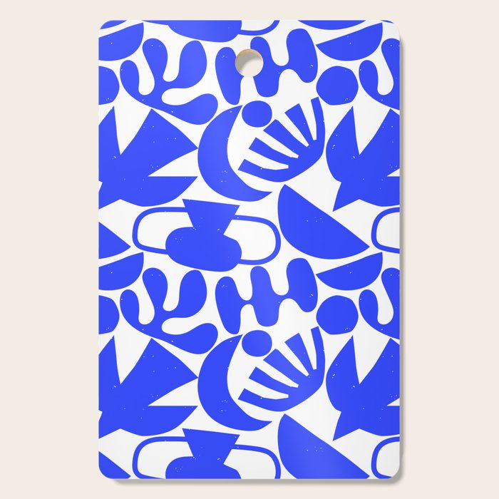 Abstract organic blue shape art pattern Cutting Board Gallery Image 1