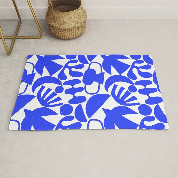 Abstract organic blue shape art pattern Rug Gallery Image 1