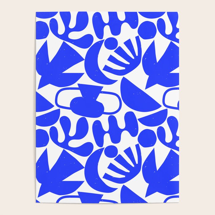 Abstract organic blue shape art pattern Poster Gallery Image 4