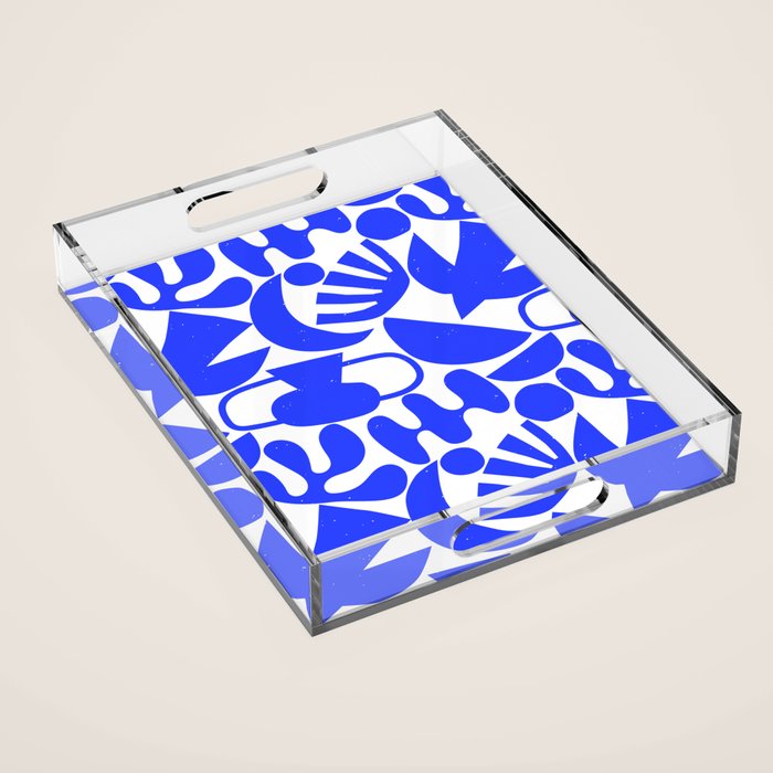 Abstract organic blue shape art pattern Acrylic Tray Gallery Image 1