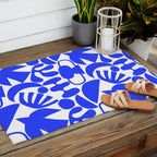 Abstract organic blue shape art pattern Outdoor Rug Gallery Image 2