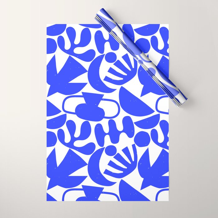Abstract organic blue shape art pattern Wrapping Paper Gallery Image 1