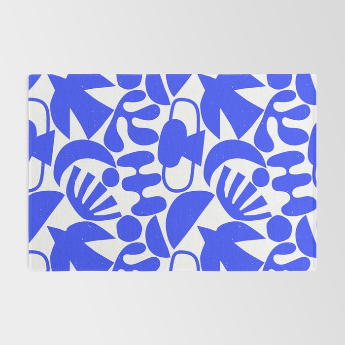 Abstract organic blue shape art pattern Rug Gallery Image 2