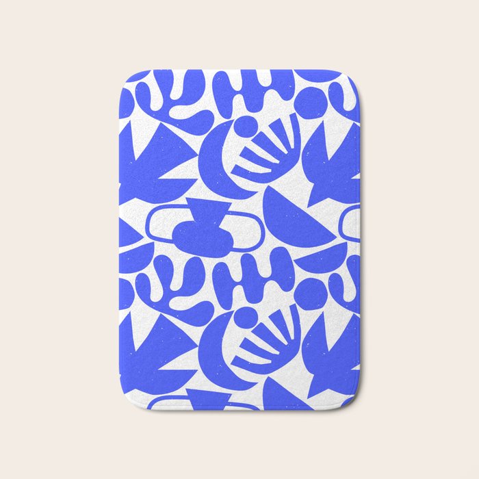 Abstract organic blue shape art pattern Bath Mat Gallery Image 1