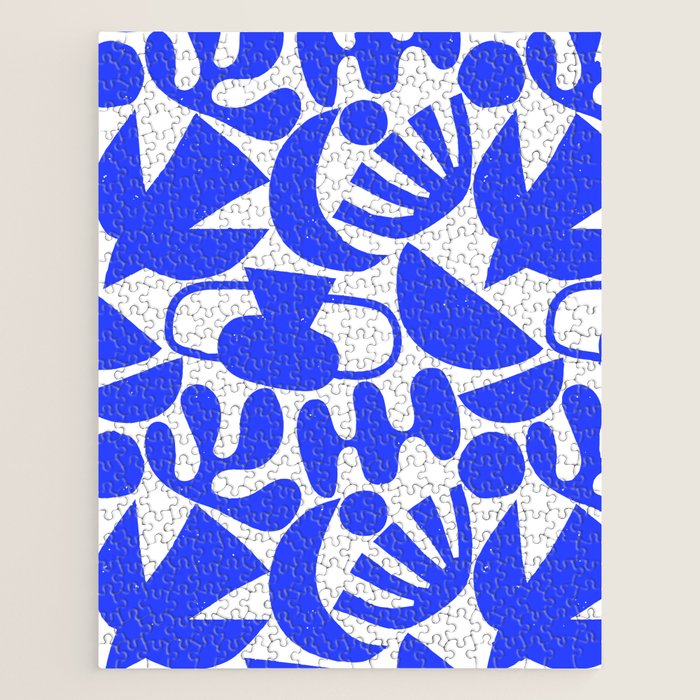 Abstract organic blue shape art pattern Jigsaw Puzzle Gallery Image 1