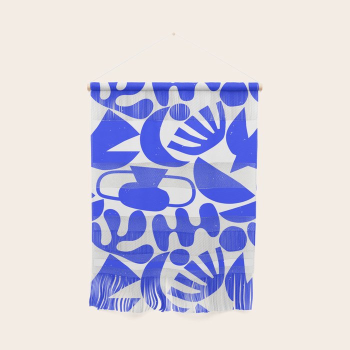 Abstract organic blue shape art pattern Wall Hanging Gallery Image 1