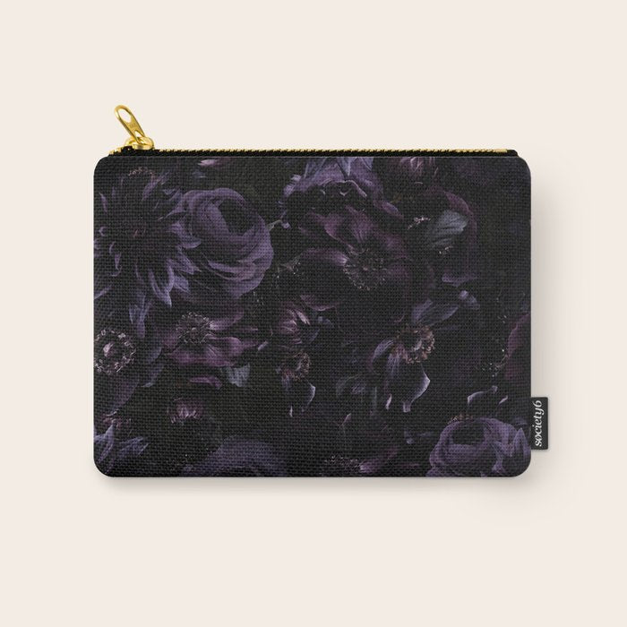 Vintage Black Dramatic Glamour Autumn Romanticism: Maximalism Moody Florals - Grand Millennial Midnight purple Roses Black Bouquets and Nostalgic Gothic Mystic Flowers Carry All Pouch Gallery Image 1
