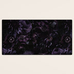 Vintage Black Dramatic Glamour Autumn Romanticism: Maximalism Moody Florals - Grand Millennial Midnight purple Roses Black Bouquets and Nostalgic Gothic Mystic Flowers Desk Mat Gallery Image 3