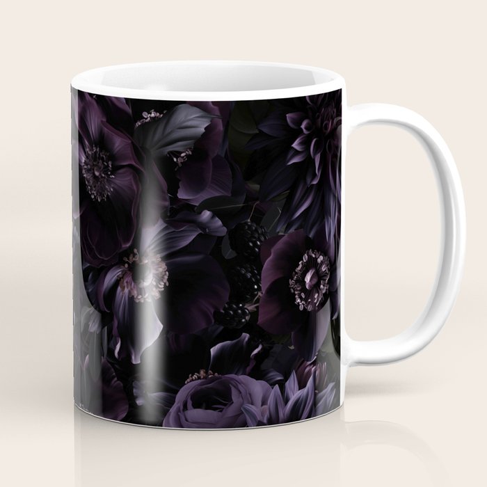 Vintage Black Dramatic Glamour Autumn Romanticism: Maximalism Moody Florals - Grand Millennial Midnight purple Roses Black Bouquets and Nostalgic Gothic Mystic Flowers Coffee Mug Gallery Image 1