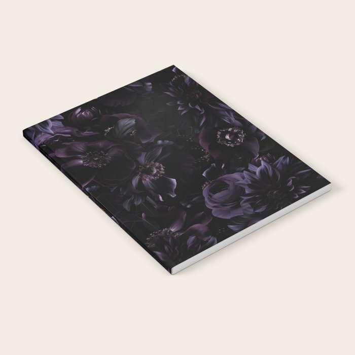 Vintage Black Dramatic Glamour Autumn Romanticism: Maximalism Moody Florals - Grand Millennial Midnight purple Roses Black Bouquets and Nostalgic Gothic Mystic Flowers Notebook Gallery Image 2