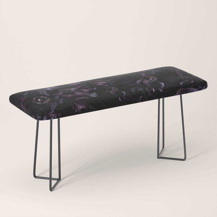 Vintage Black Dramatic Glamour Autumn Romanticism: Maximalism Moody Florals - Grand Millennial Midnight purple Roses Black Bouquets and Nostalgic Gothic Mystic Flowers Bench Gallery Image 1