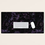 Vintage Black Dramatic Glamour Autumn Romanticism: Maximalism Moody Florals - Grand Millennial Midnight purple Roses Black Bouquets and Nostalgic Gothic Mystic Flowers Desk Mat Gallery Image 1