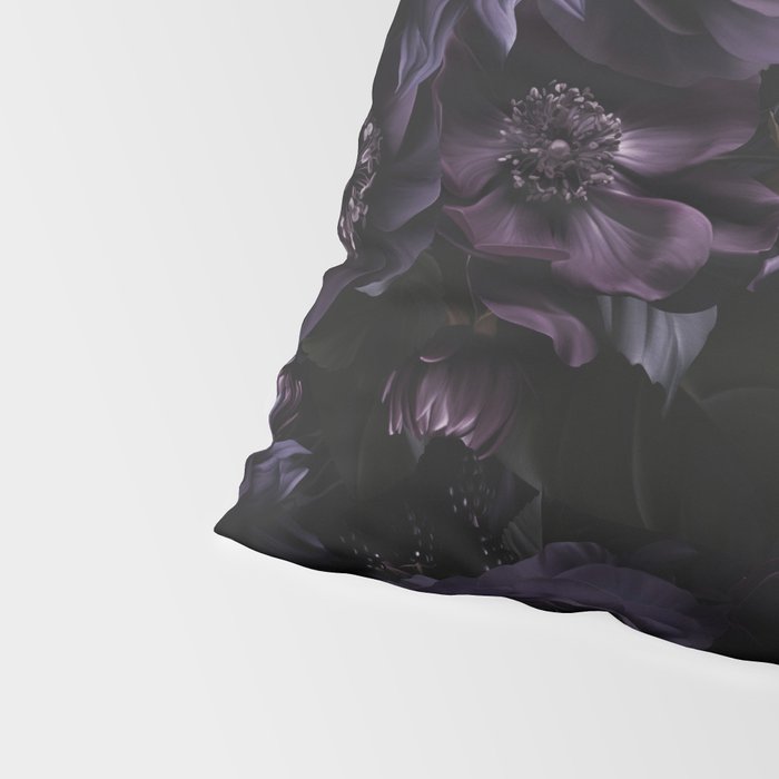 Vintage Black Dramatic Glamour Autumn Romanticism: Maximalism Moody Florals - Grand Millennial Midnight purple Roses Black Bouquets and Nostalgic Gothic Mystic Flowers Pillow Sham Gallery Image 4
