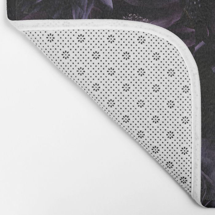 Vintage Black Dramatic Glamour Autumn Romanticism: Maximalism Moody Florals - Grand Millennial Midnight purple Roses Black Bouquets and Nostalgic Gothic Mystic Flowers Bath Mat Gallery Image 2