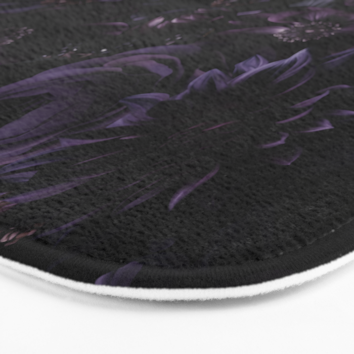 Vintage Black Dramatic Glamour Autumn Romanticism: Maximalism Moody Florals - Grand Millennial Midnight purple Roses Black Bouquets and Nostalgic Gothic Mystic Flowers Bath Mat Gallery Image 3
