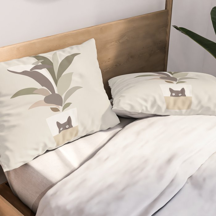 Cat and Plant 29: A Leaf of Whale Pillow Sham Gallery Image 2