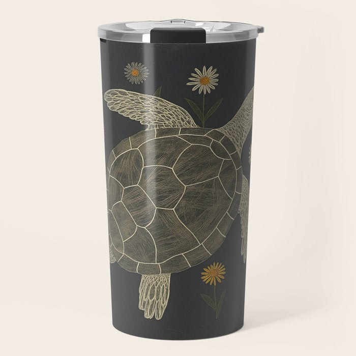 Turtle with Flowers Travel Mug Gallery Image 1