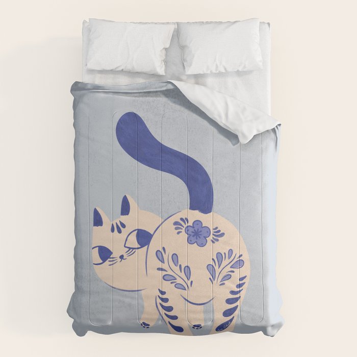 Purrcelin Cat - Pretty Delft Porcelain Kitty Comforter Gallery Image 6