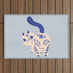 Purrcelin Cat - Pretty Delft Porcelain Kitty Outdoor Rug Gallery Image 1