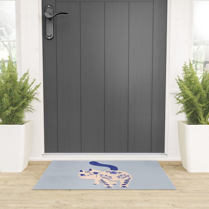 Purrcelin Cat - Pretty Delft Porcelain Kitty Welcome Mat Gallery Image 3