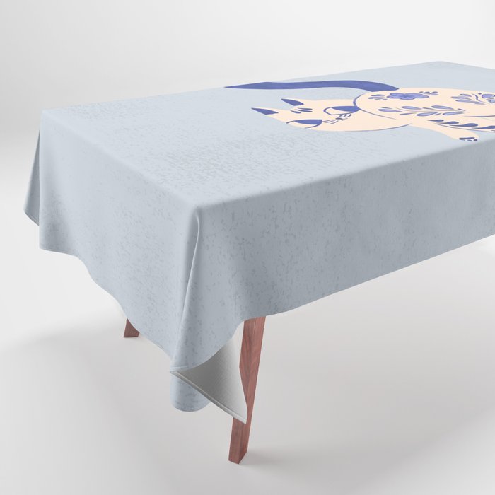 Purrcelin Cat - Pretty Delft Porcelain Kitty Tablecloth Gallery Image 1