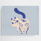 Purrcelin Cat - Pretty Delft Porcelain Kitty Jigsaw Puzzle Gallery Image 1
