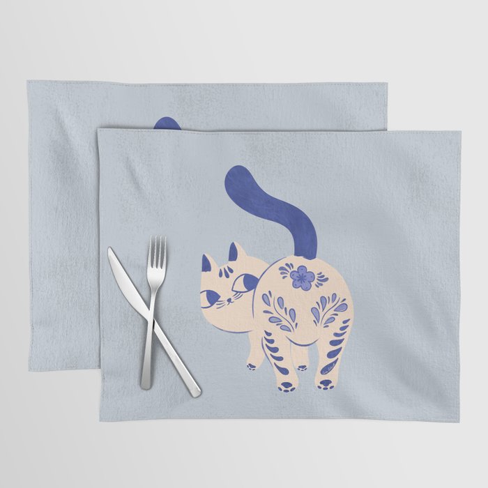 Purrcelin Cat - Pretty Delft Porcelain Kitty Placemat Gallery Image 1