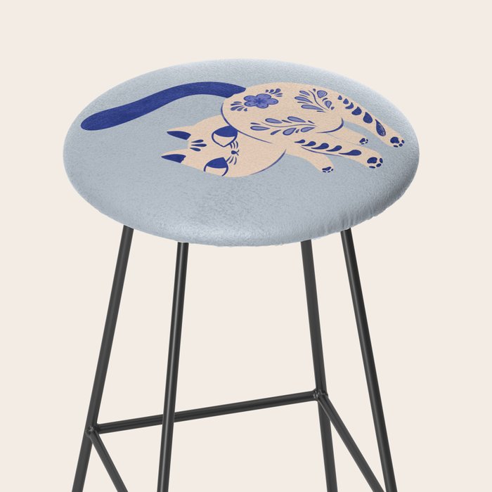 Purrcelin Cat - Pretty Delft Porcelain Kitty Stool Gallery Image 2