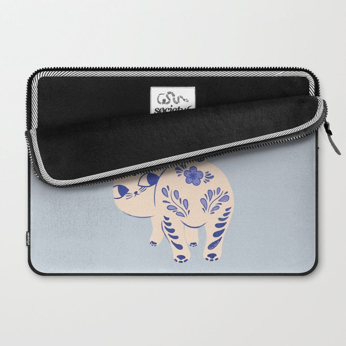 Purrcelin Cat - Pretty Delft Porcelain Kitty Laptop Sleeve Gallery Image 2