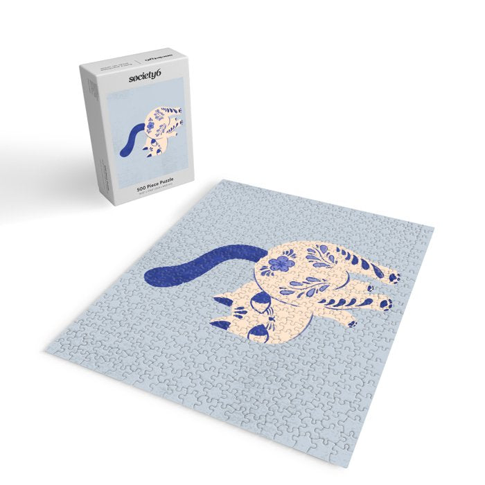 Purrcelin Cat - Pretty Delft Porcelain Kitty Jigsaw Puzzle Gallery Image 2