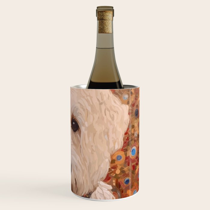 White Klimt Dog with Curly Hair Wine Chiller Gallery Image 3
